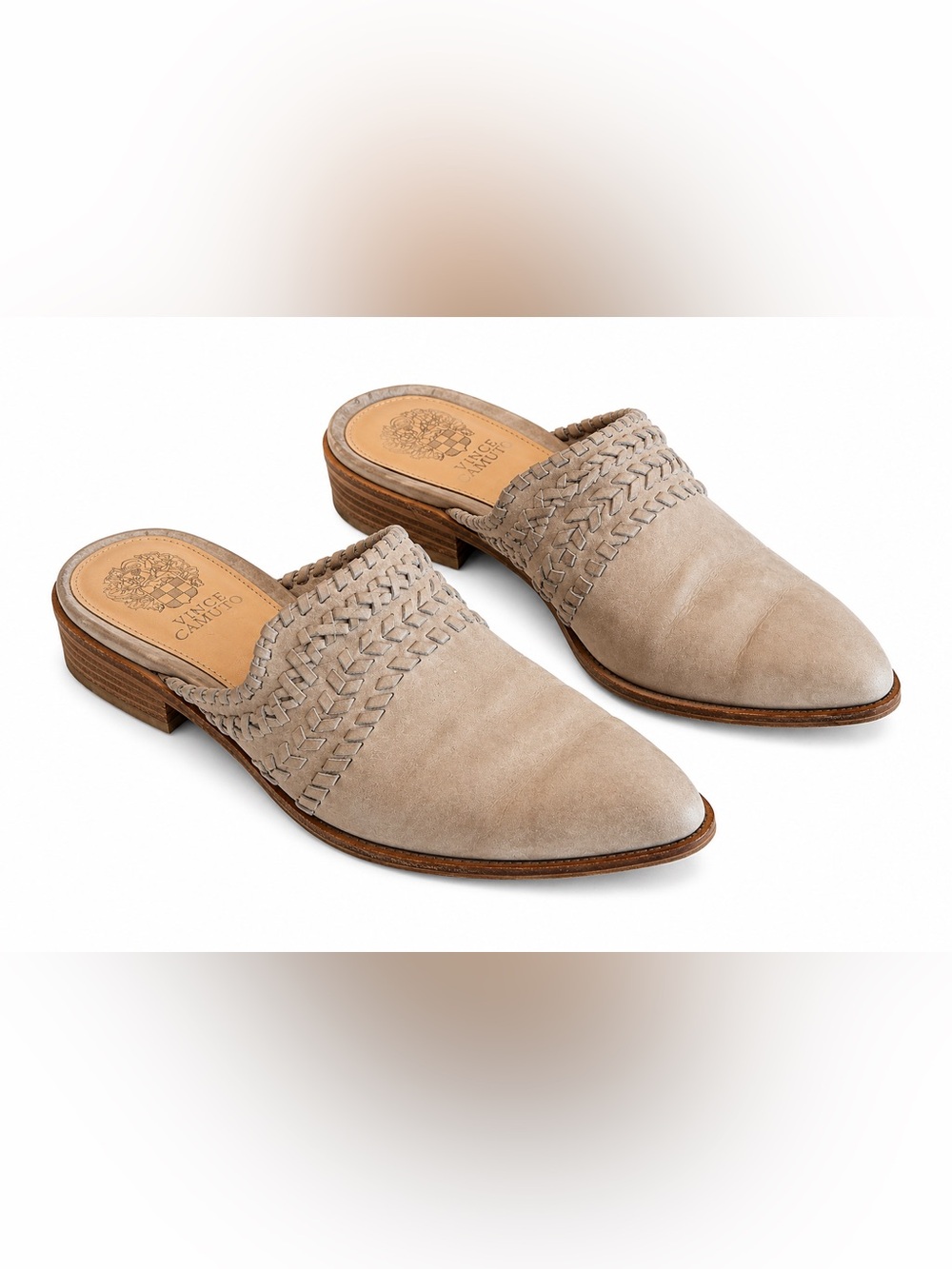 Vince Taupe Suede Braided Mule CT